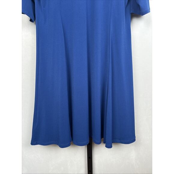 Susan Graver Liquid Knit Midi Shift Dress Women's Large Blue Beaded Neckline - Picture 9 of 10